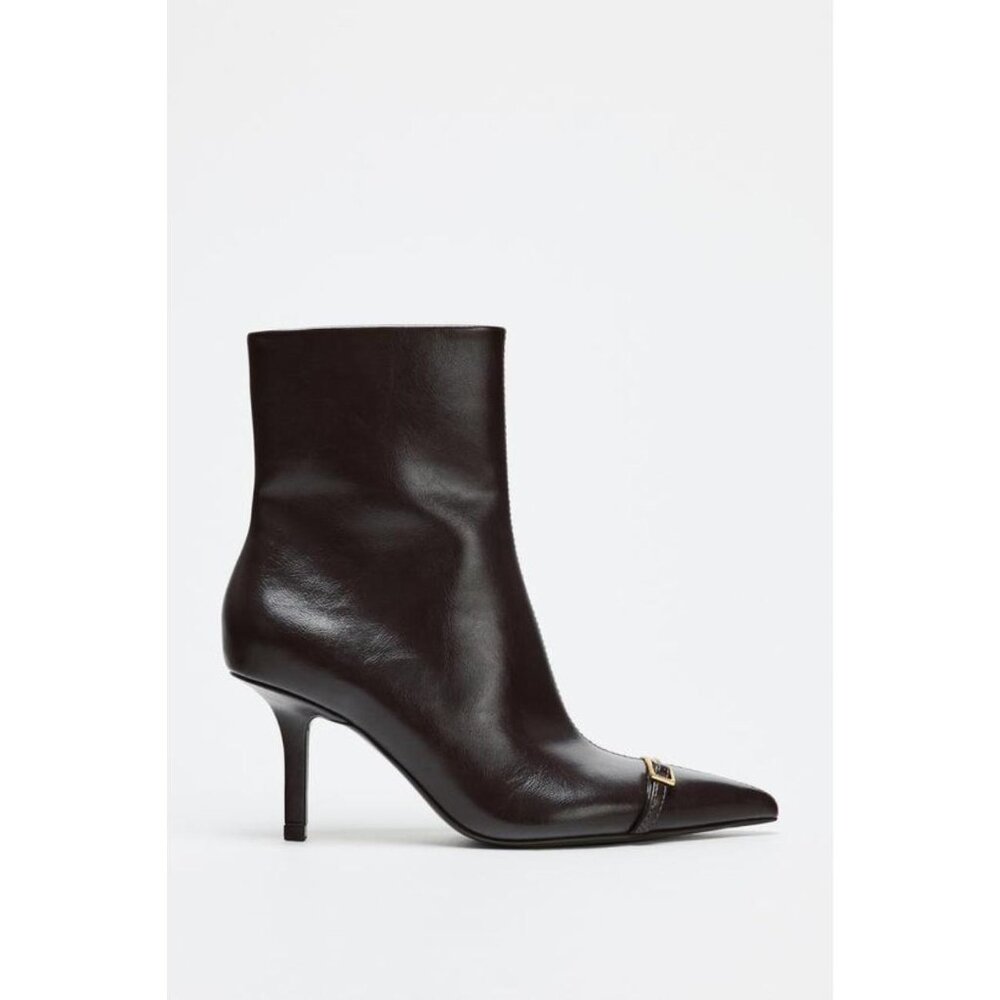 ZARA STILETTO HEEL ANKLE BOOTS WITH BUCKLE